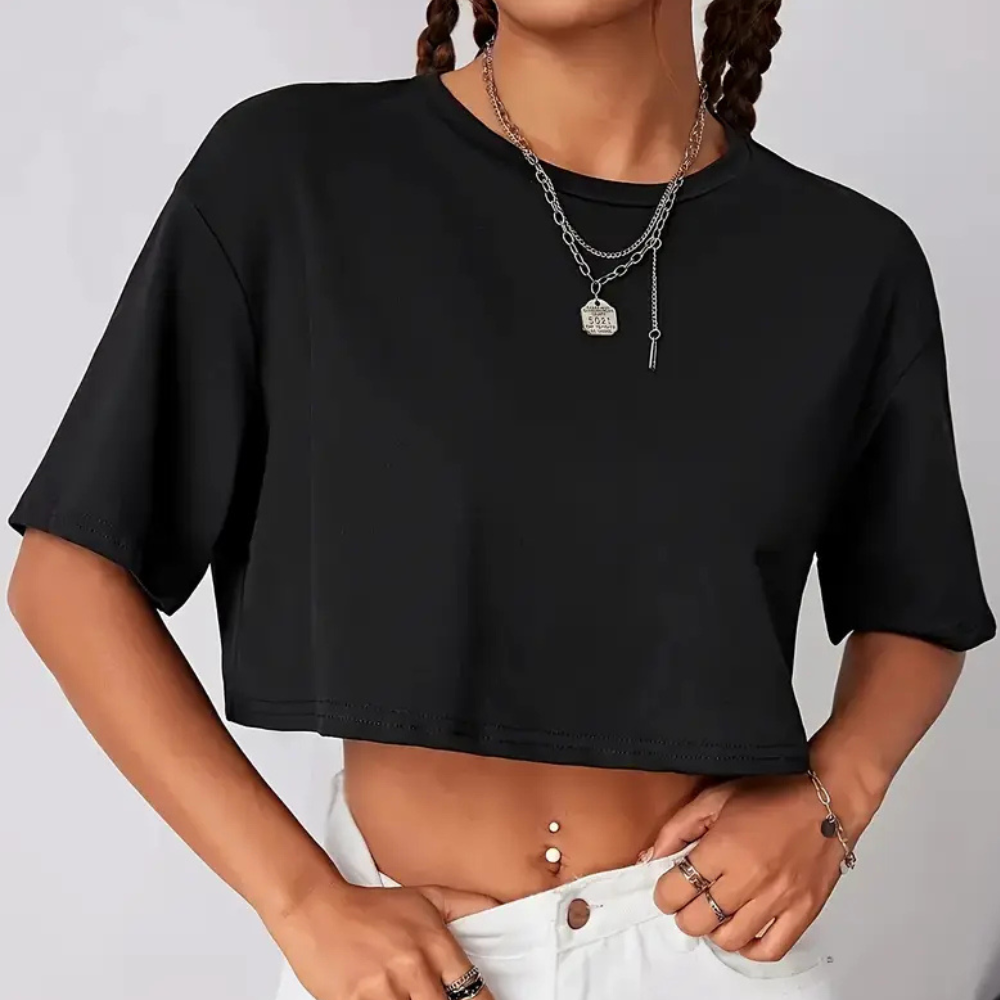 NAYLA | Cropped T-Shirt met Vlinderprint 0