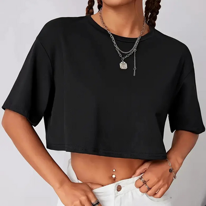 NAYLA | Cropped T-Shirt met Vlinderprint 0