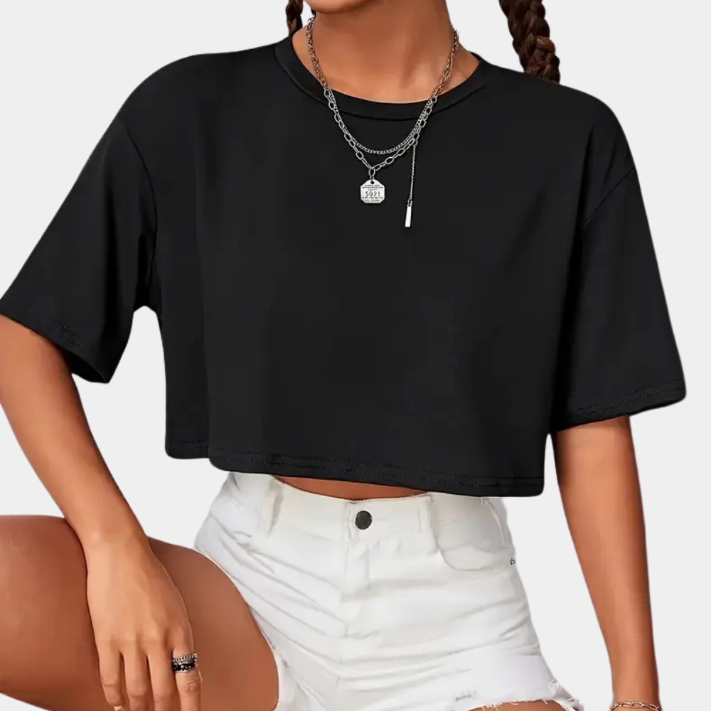 NAYLA | Cropped T-Shirt met Vlinderprint 1