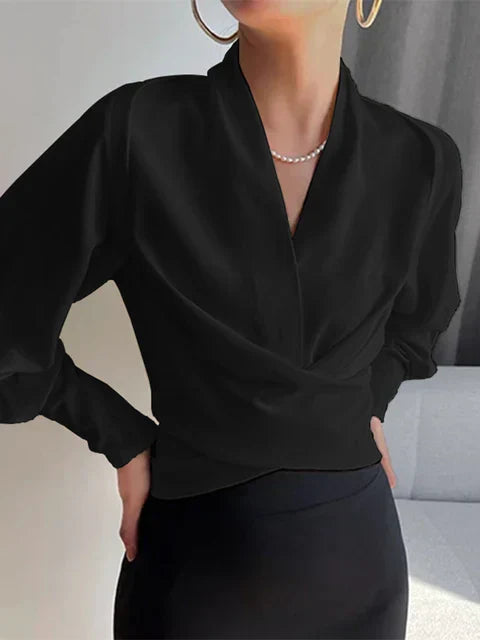 NEVINA | V-Hals Blouse met Pofmouwen en Gecentreerde Taille 1