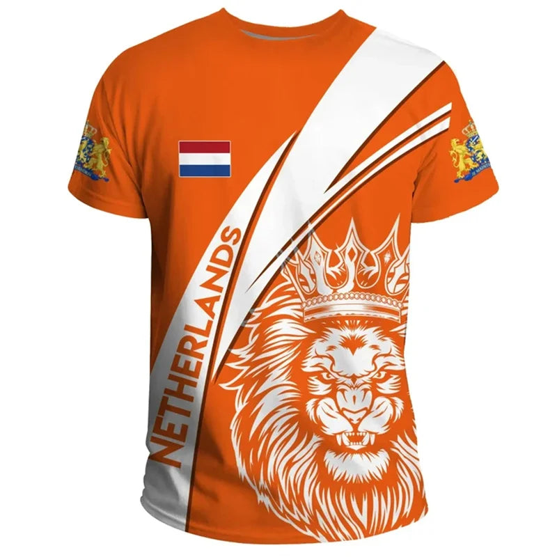 Nederlands Vlag Oversized T Shirt Heren | Lichtgewicht Katoenmix, 3D Print 1