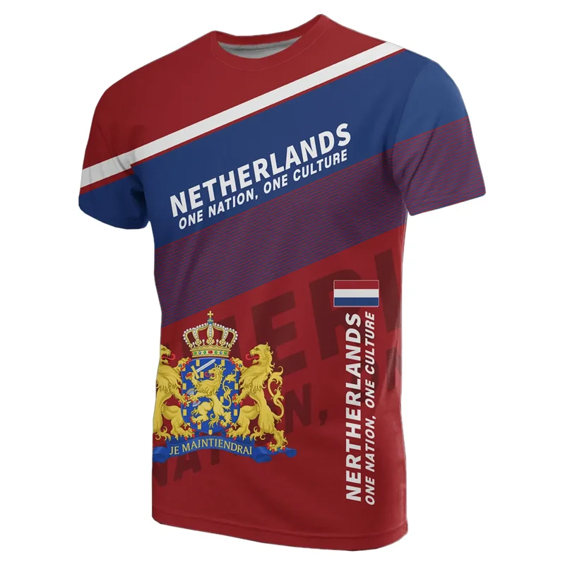 Nederlands Vlag Oversized T Shirt Heren | Lichtgewicht Katoenmix, 3D Print 10