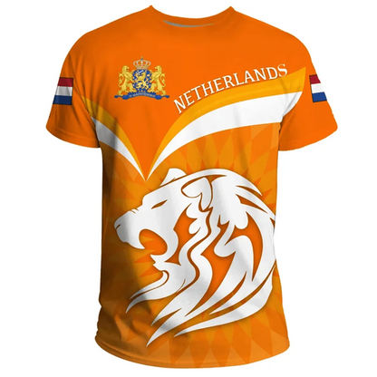 Nederlands Vlag Oversized T Shirt Heren | Lichtgewicht Katoenmix, 3D Print 3