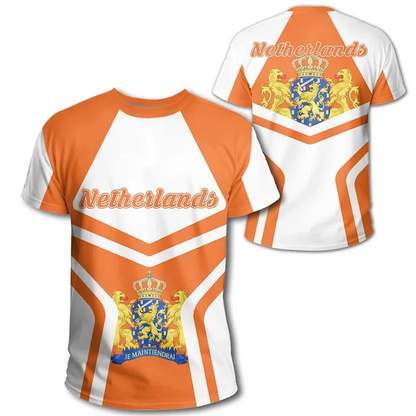 Nederlands Vlag Oversized T Shirt Heren | Lichtgewicht Katoenmix, 3D Print 7