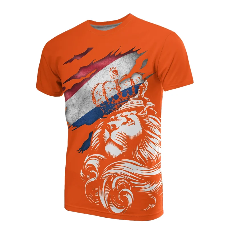 Nederlands Vlag Oversized T Shirt Heren | Lichtgewicht Katoenmix, 3D Print 8