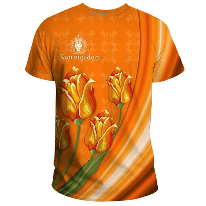 Nederlands Vlag Oversized T Shirt Heren | Lichtgewicht Katoenmix, 3D Print 9