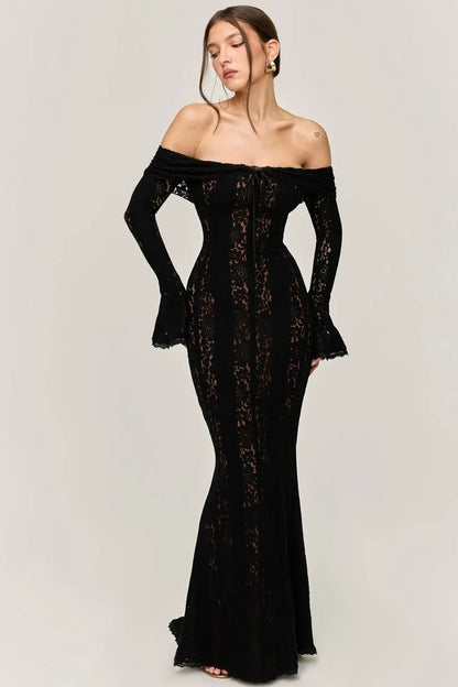 Noémie – Elegante Off-Shoulder Maxi Jurk met Kant en Ruffles 8
