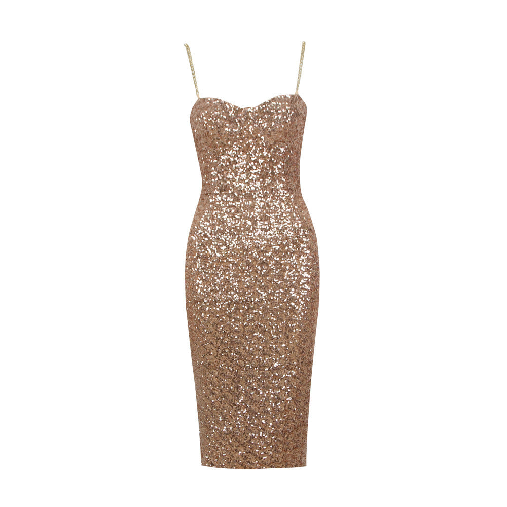 Ysaline | Glimmende Midi-Jurk met Ritssluiting