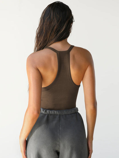 ELVINA | Luchtige haltertop dames – Trendy zomer basic met V-hals