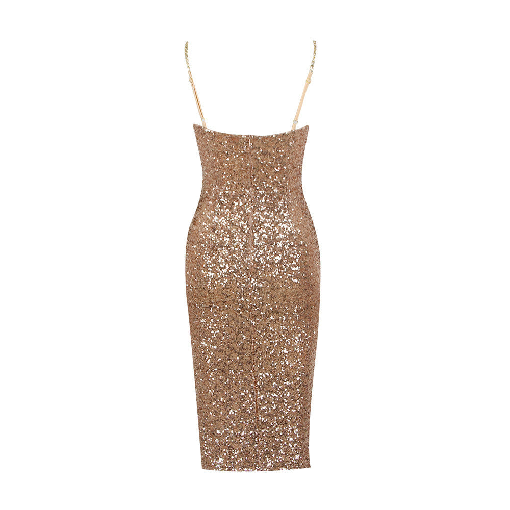 Ysaline | Glimmende Midi-Jurk met Ritssluiting