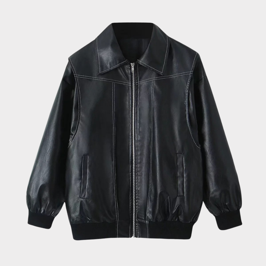 Oversized bomberjack met contrasterende stiksels 0