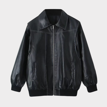 Oversized bomberjack met contrasterende stiksels 0