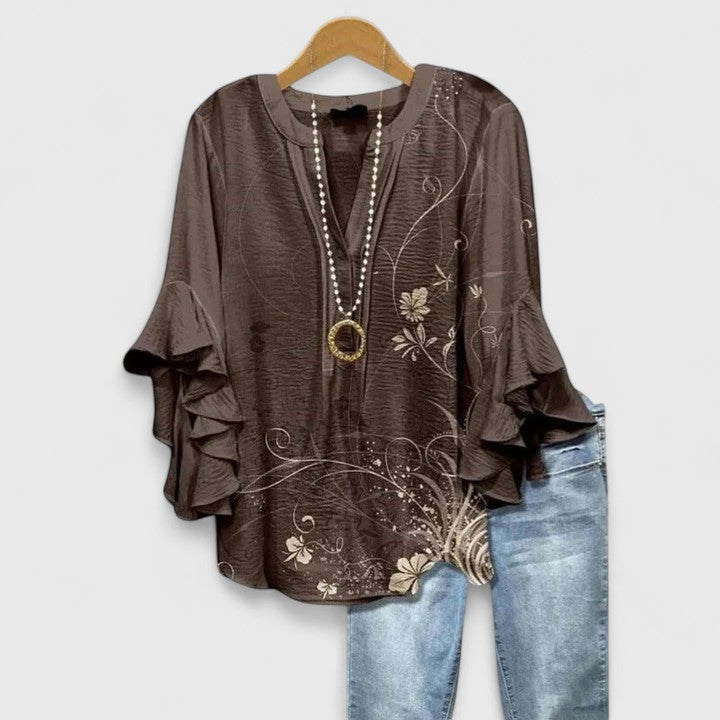 Phaedra Dames Top | Bloemenprint met Ruches, 100% Katoen 3