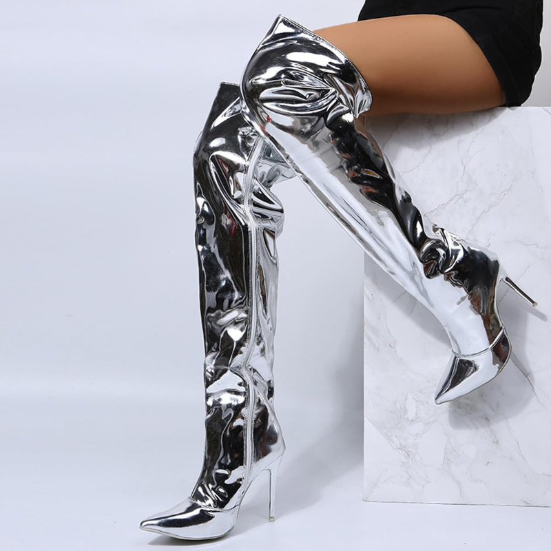 Pina Dames Laarzen Zwart | Overknee met Hoge Hak, Punk Flair