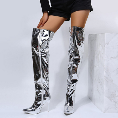 Pina Dames Laarzen Zwart | Overknee met Hoge Hak, Punk Flair