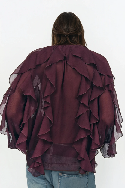 RAELLE | Elegante Blouse met Ruches en Transparante Lagen 2