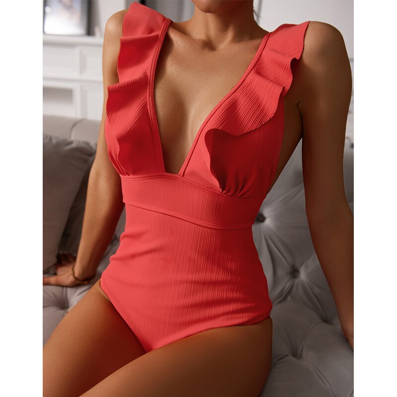 ROXANNE | Boho Bikini met V-Hals, Ruches & Open Rug 0