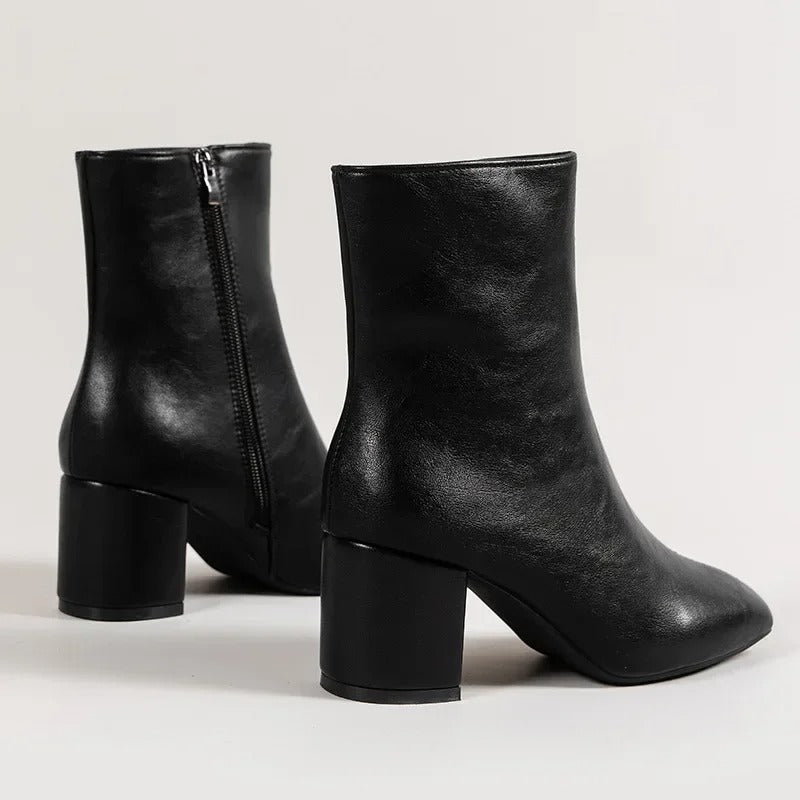 Rina Dames Enkellaarsjes | Zwarte Blokhak, Elegant Design 8