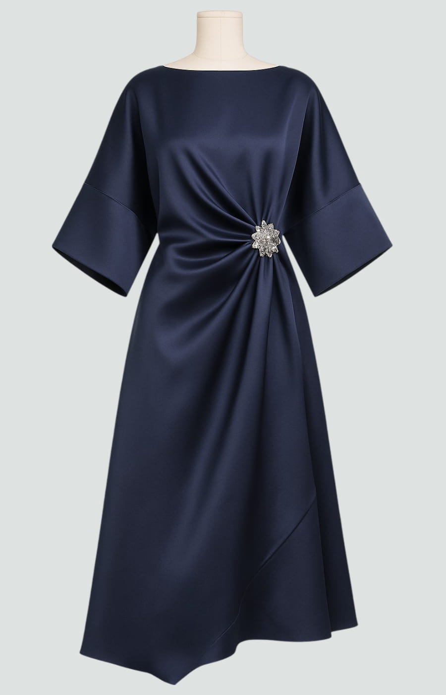 Rina Dames Maxi Jurk | Elegante Drapage met Broche voor Zomer Events 6
