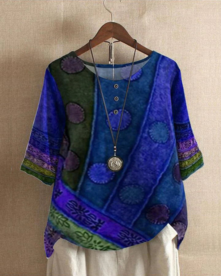 Rita Dames Top | Unieke Wijnoogstprint, 100% Katoen 4