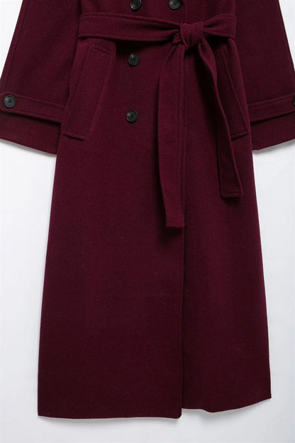 Royal Burgundy Wool Coat