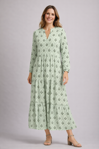 Rosa Dames Maxi Jurk | Gelaagde Rok, V-hals, Zomerstijl 3