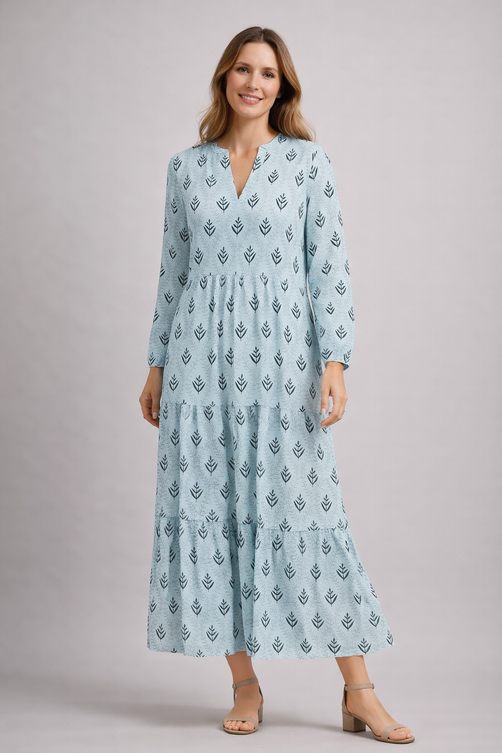 Rosa Dames Maxi Jurk | Gelaagde Rok, V-hals, Zomerstijl 4