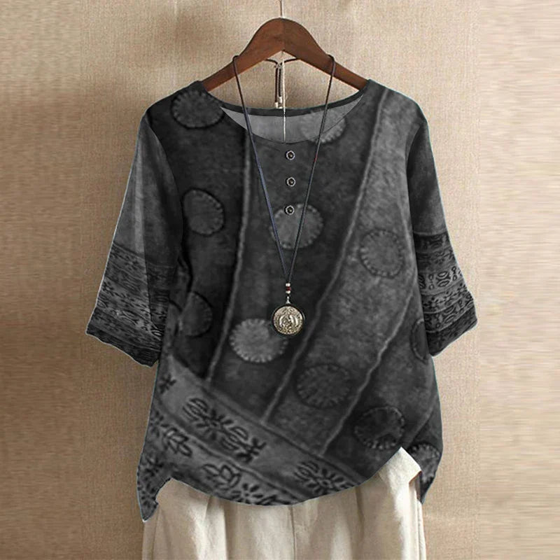 Rosa Dames Top | Bloemenprint, Ronde Hals, 100% Katoen 1
