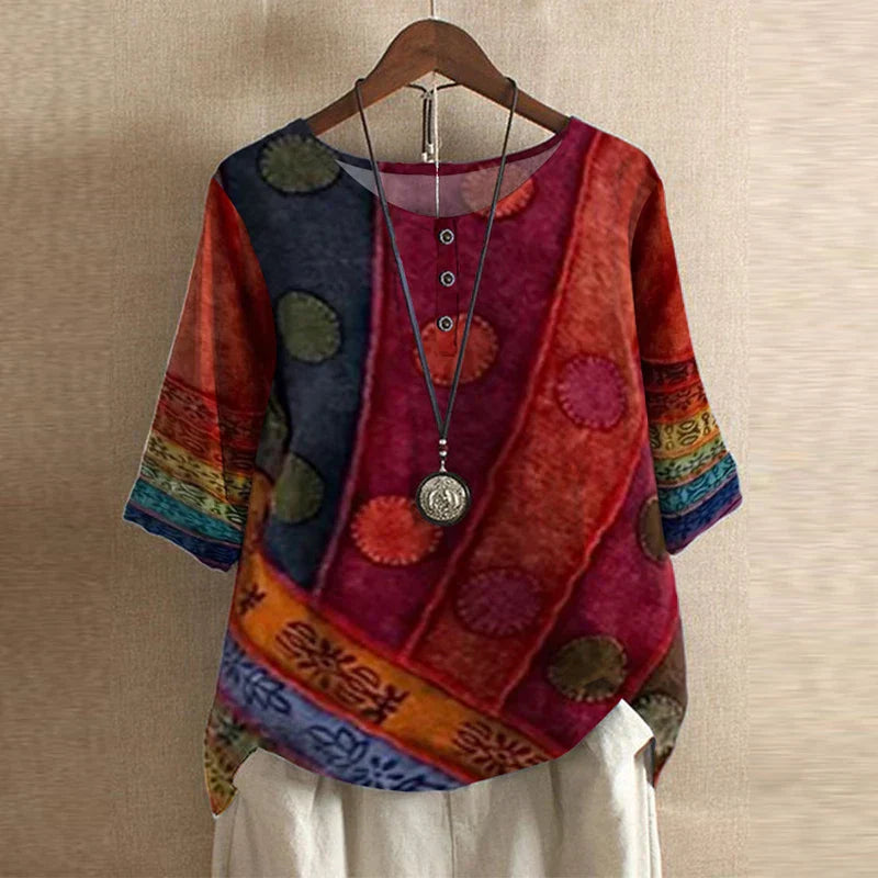 Rosa Dames Top | Bloemenprint, Ronde Hals, 100% Katoen 3