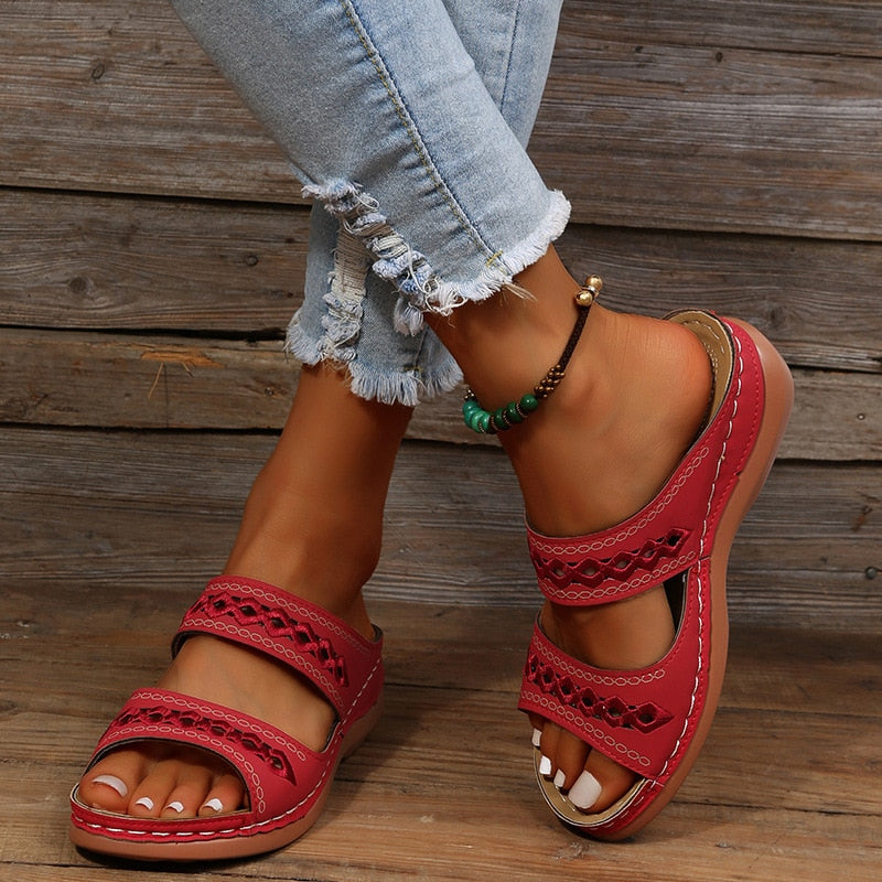 Rosa Gevoerde Sandalen voor Dames | PU-Materiaal, Ademend 0