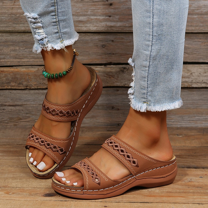 Rosa Gevoerde Sandalen voor Dames | PU-Materiaal, Ademend 2