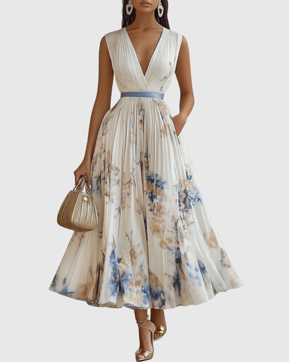 Rosa Vrouwen Maxi-jurk | Geplooid, Elegante Stijl 0