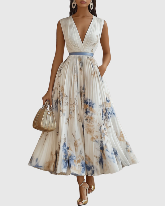 Rosa Vrouwen Maxi-jurk | Geplooid, Elegante Stijl 0