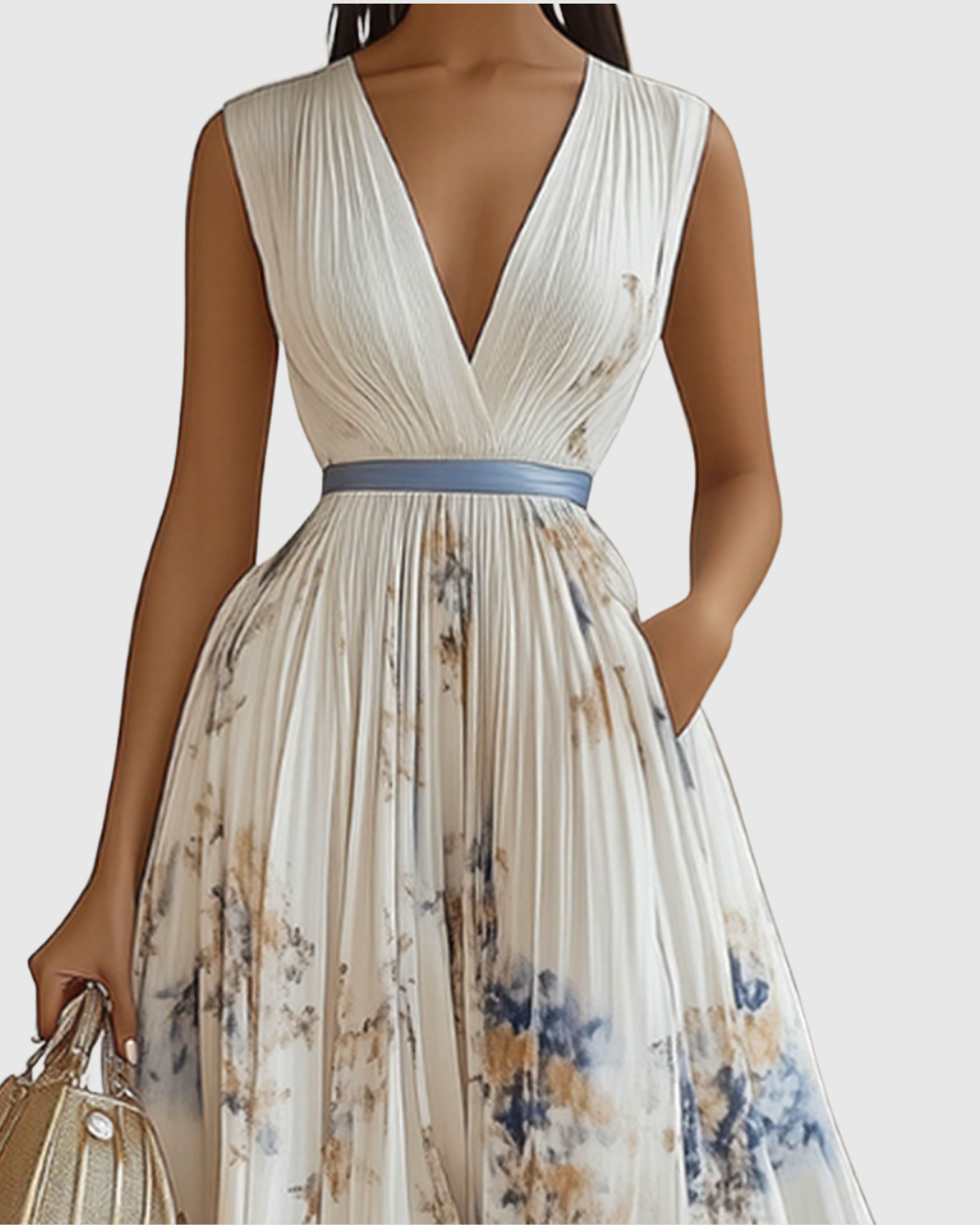 Rosa Vrouwen Maxi-jurk | Geplooid, Elegante Stijl 1