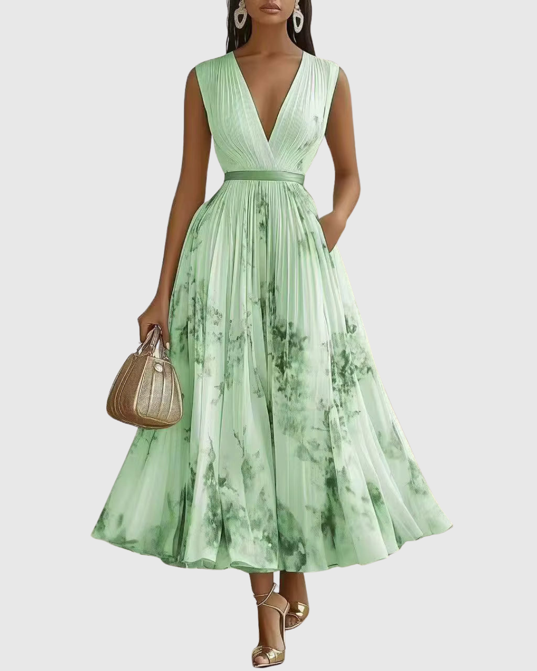 Rosa Vrouwen Maxi-jurk | Geplooid, Elegante Stijl 10