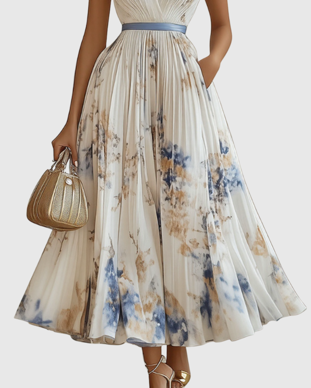 Rosa Vrouwen Maxi-jurk | Geplooid, Elegante Stijl 2