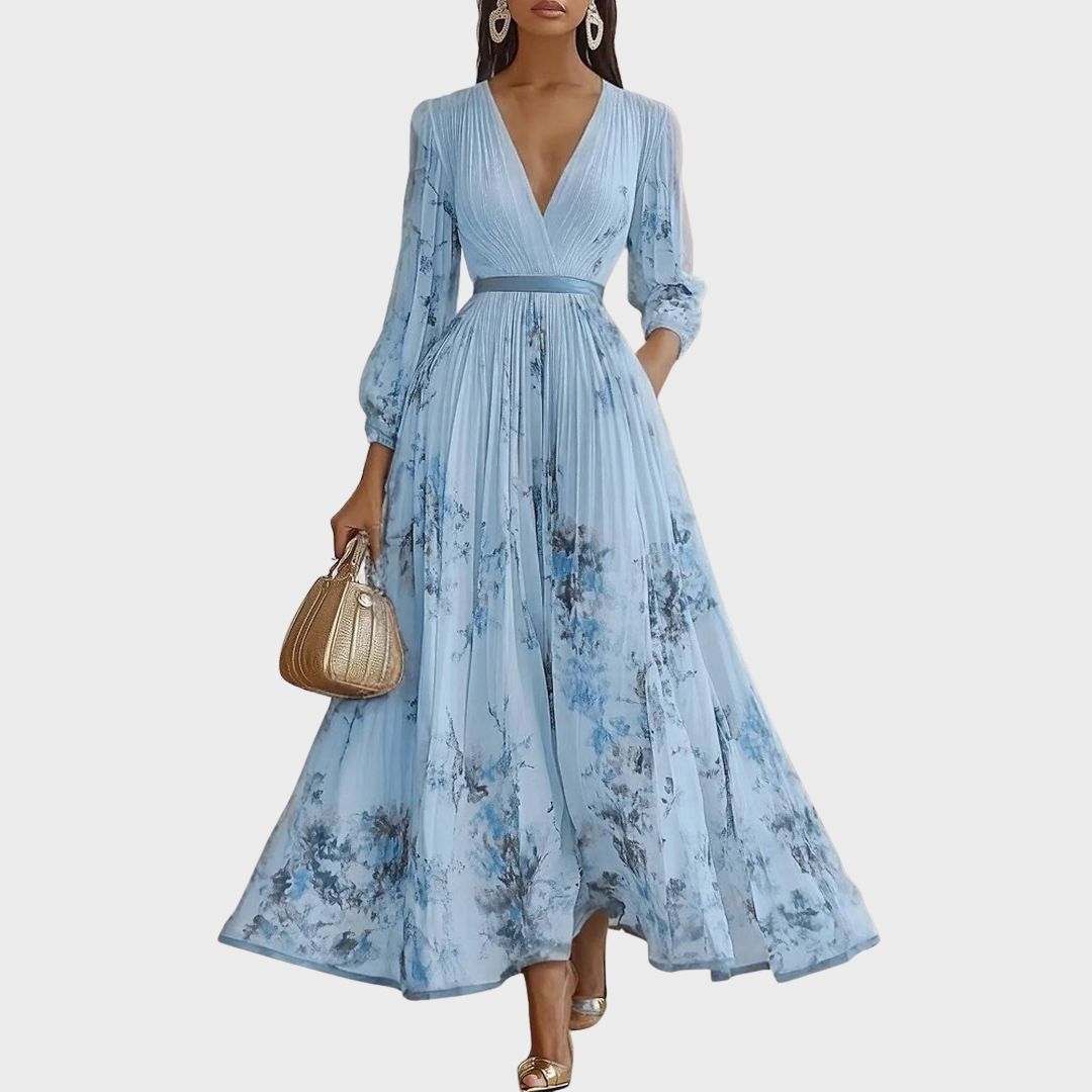 Rosa Vrouwen Maxi-jurk | Geplooid, Elegante Stijl 3