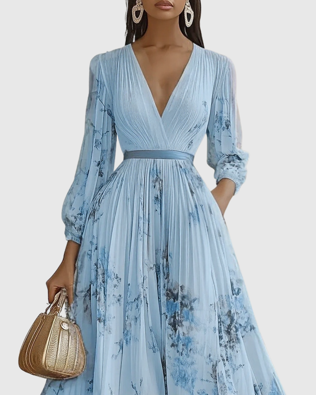 Rosa Vrouwen Maxi-jurk | Geplooid, Elegante Stijl 4