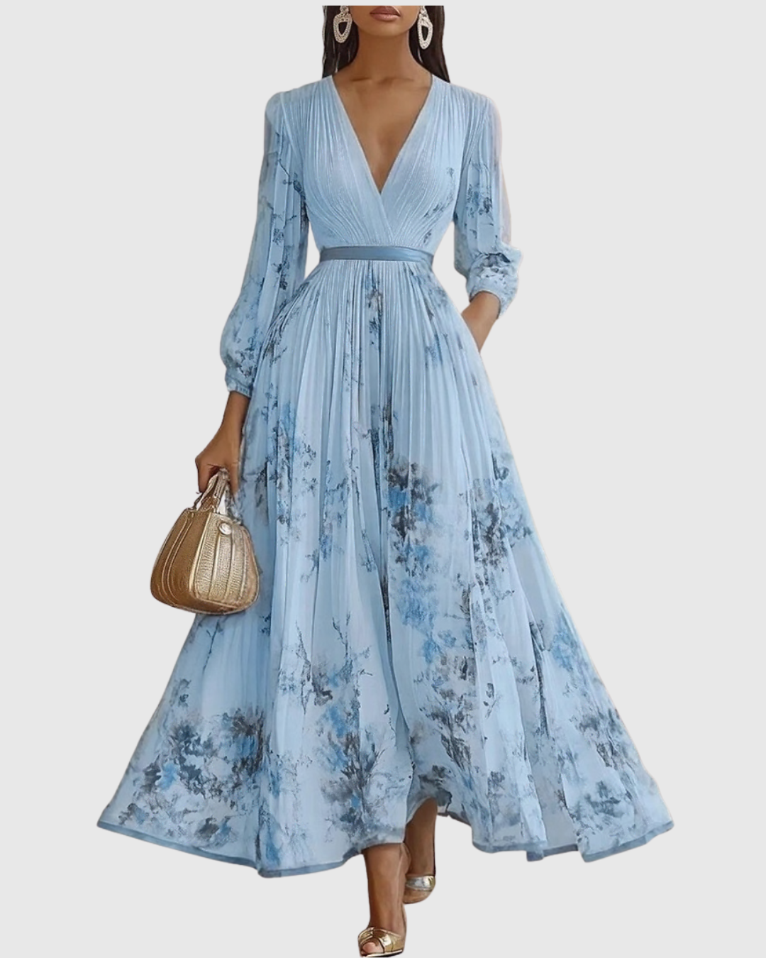 Rosa Vrouwen Maxi-jurk | Geplooid, Elegante Stijl 5