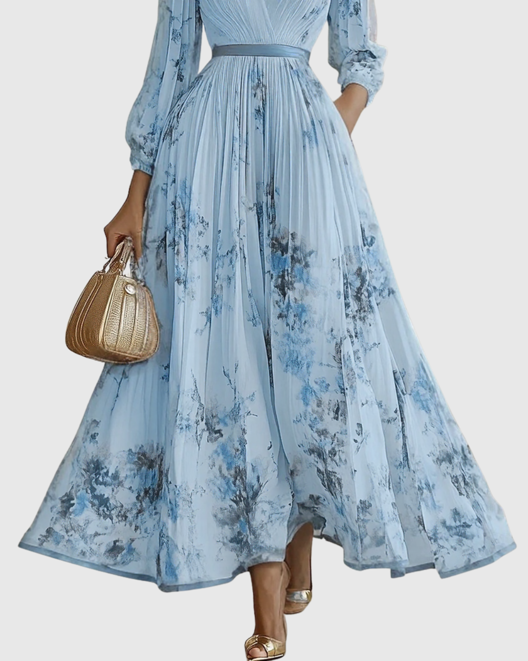 Rosa Vrouwen Maxi-jurk | Geplooid, Elegante Stijl 6