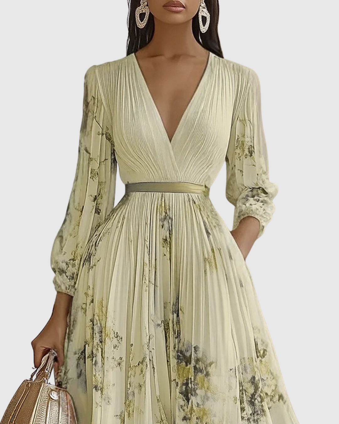Rosa Vrouwen Maxi-jurk | Geplooid, Elegante Stijl 8