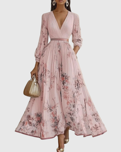 Rosa Vrouwen Maxi-jurk | Geplooid, Elegante Stijl 9