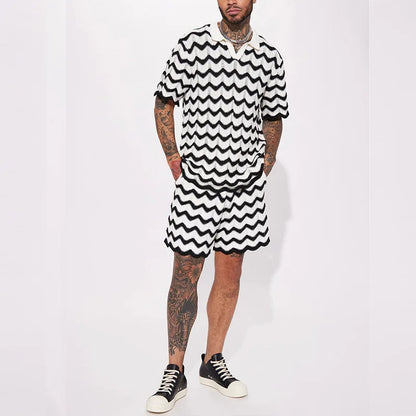 ZAYN | Gebreide Zomer Set voor Heren met Zigzagpatroon