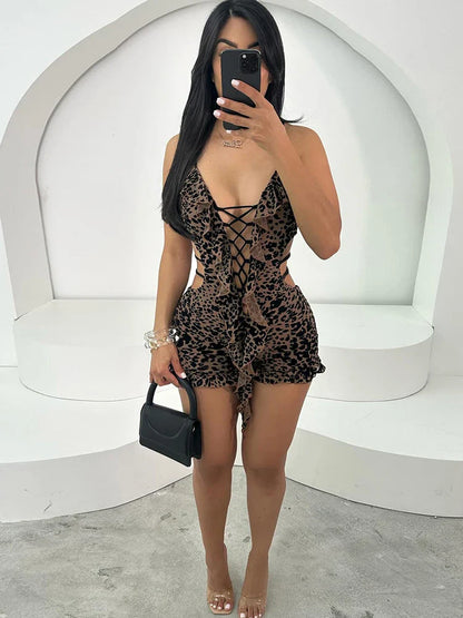 Wild Elegance – Leopard Romper met Luxe Flocking