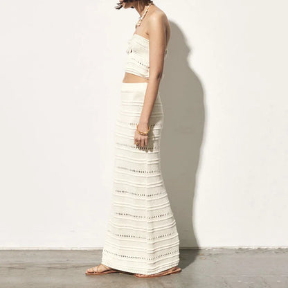 Boho Breeze – Gehaakte Strandset met Tube Top en Rok