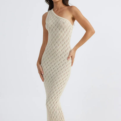 Alira – Asymmetrische Lange Jurk in Sexy Knitlook