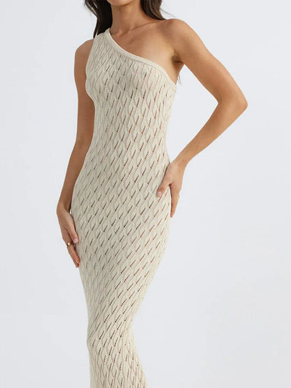 Alira – Asymmetrische Lange Jurk in Sexy Knitlook