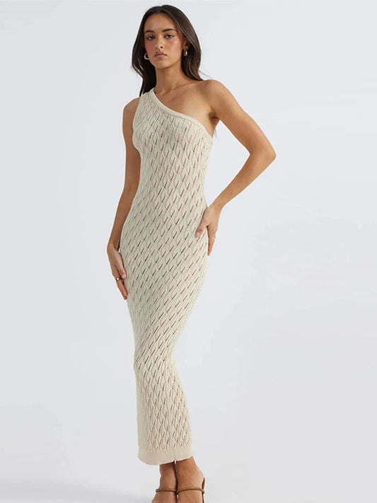 Alira – Asymmetrische Lange Jurk in Sexy Knitlook