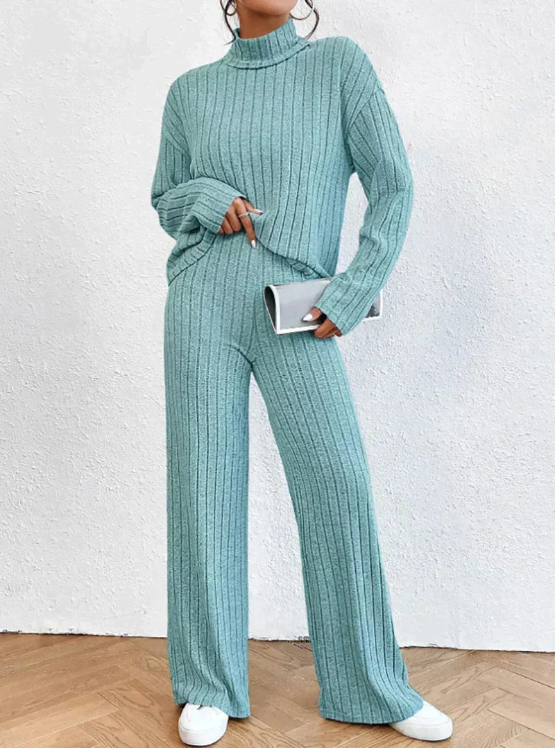 Lunette | Gestreepte Gebreide Set van Trui en Broek