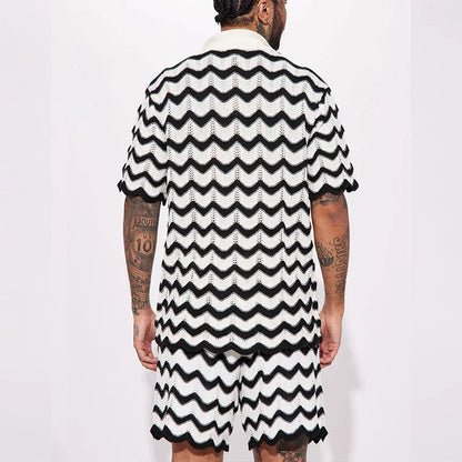 ZAYN | Gebreide Zomer Set voor Heren met Zigzagpatroon